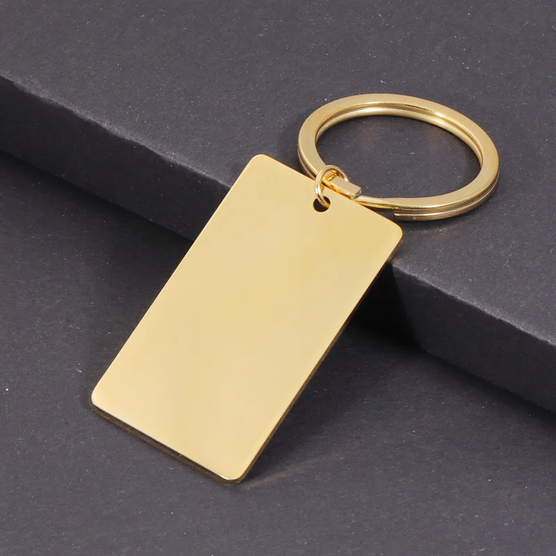 10Pcs 27x45mm Mirror Polished Stainless Steel Rectangle Blank Keychains For Souvenir Gifts Women Mens Car Key Jewelry 240112