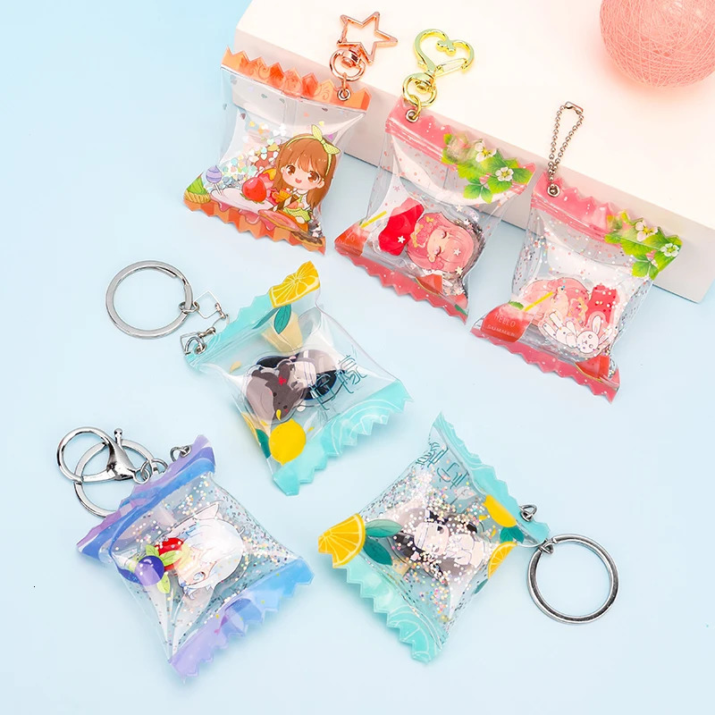 10pcs Vograce Custom Candy Keychain Personalized Acrylic Shaker Key chain Pendant Puffed Air Charms 240112