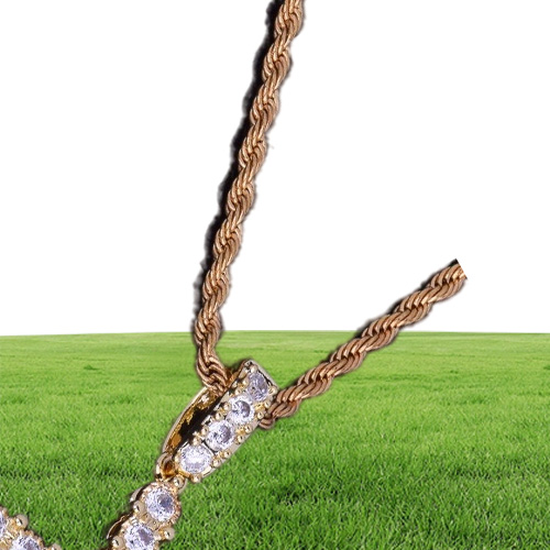Men039s Zircon Cross Necklace Pendant Necklace Hip hop Jewelry Charm Bling Cubic Zircon Chain For Gift
