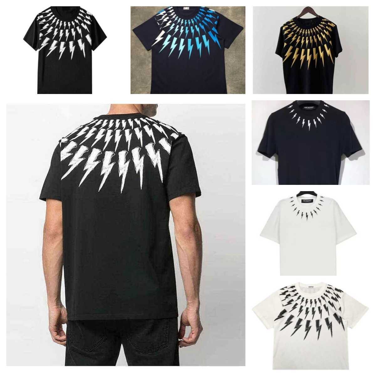 Mens T-Shirts European Street Style Neil Barrett Shirt New Lightning Series Short sleeved Tshirt 100% Cotton T Shirts Top for Women Tees 2025 Fashion