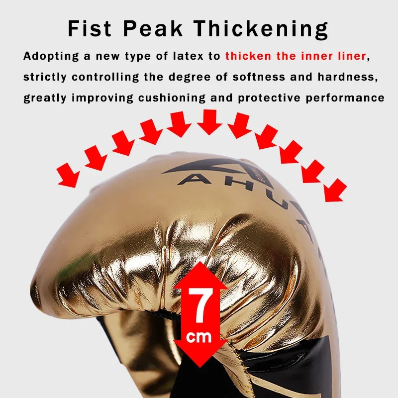 Golden Color MMA Kickboxing Gloves Breathable Comfortable Boxing Glove Kids Men Training Competitio Thickened Protective Combat 240112