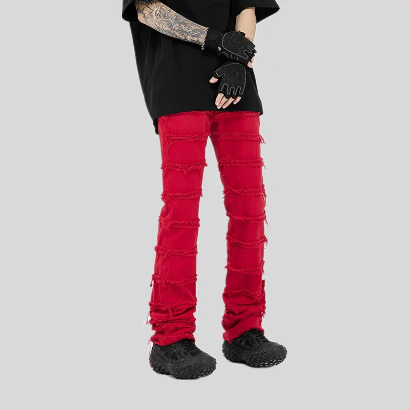 Punk Stacked White Straight Y2K Grunge Jeans Pants Men Fashion Hip Hop Kpop Women Cotton Old Long Trousers Ropa Hombre 240112
