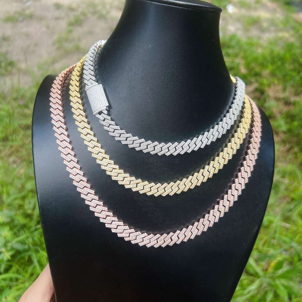 10mm Personalized Wholesale Vvs Moissanite Diamond Hip Hop Jewelry Necklace Sterling Silver 925 Cuban Link Chain