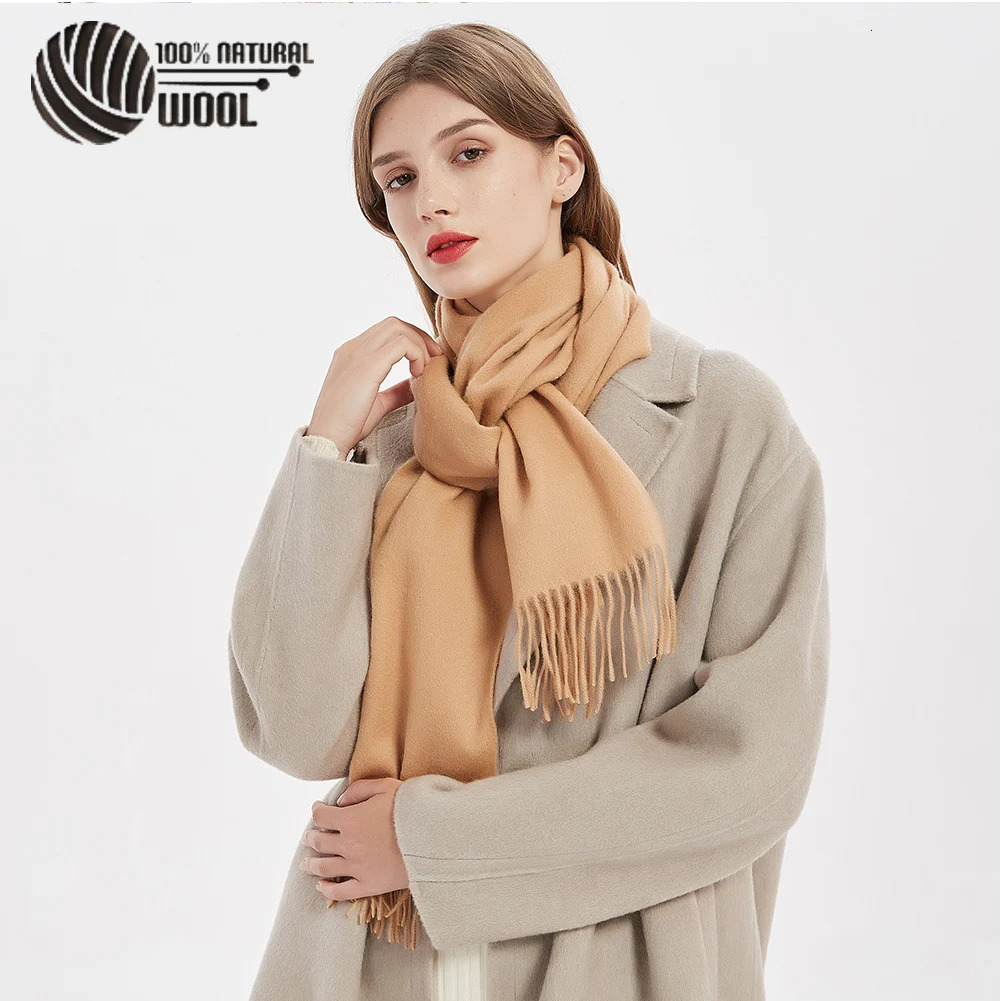 100% Wool Scarf for Women Men Cashmere Wool Scarf Pashmina Bandana Shawls Girls Winter Wool Men Scarf 35*180CM 240112