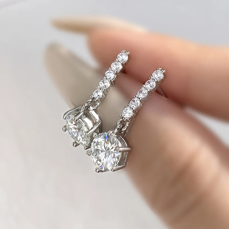 DiamondWorld Fashion 1CT D Color Wedding Diamond Drop Earrings for Women 925 Sterling Silver Certified Fine Jewelry 240112