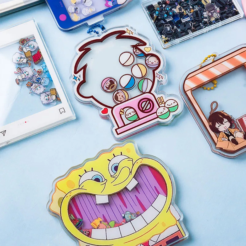 Custom Anime Acrylic Clear Shaker Keychain Customized Cartoon Keyring Personalized Po Key Chain Hologram Keychains 240112