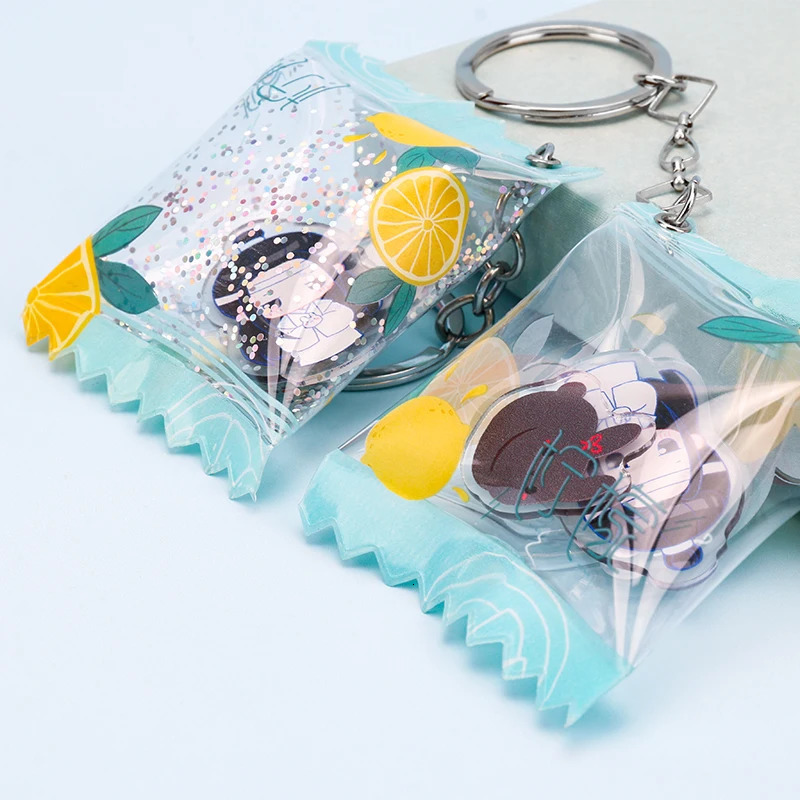 10pcs Vograce Custom Candy Keychain Personalized Acrylic Shaker Key chain Pendant Puffed Air Charms 240112