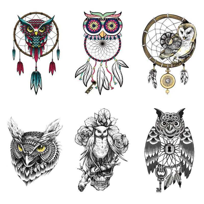 Makeup Sticker Owl Tattoo Water Transfer Waterproof Set with Simulated