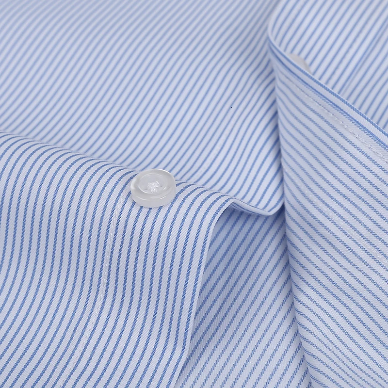 Plus Size S to 8xl formal shirts for men striped long sleeved non-iron slim fit dress shirts Solid Twill Social Man's Clothing 240112