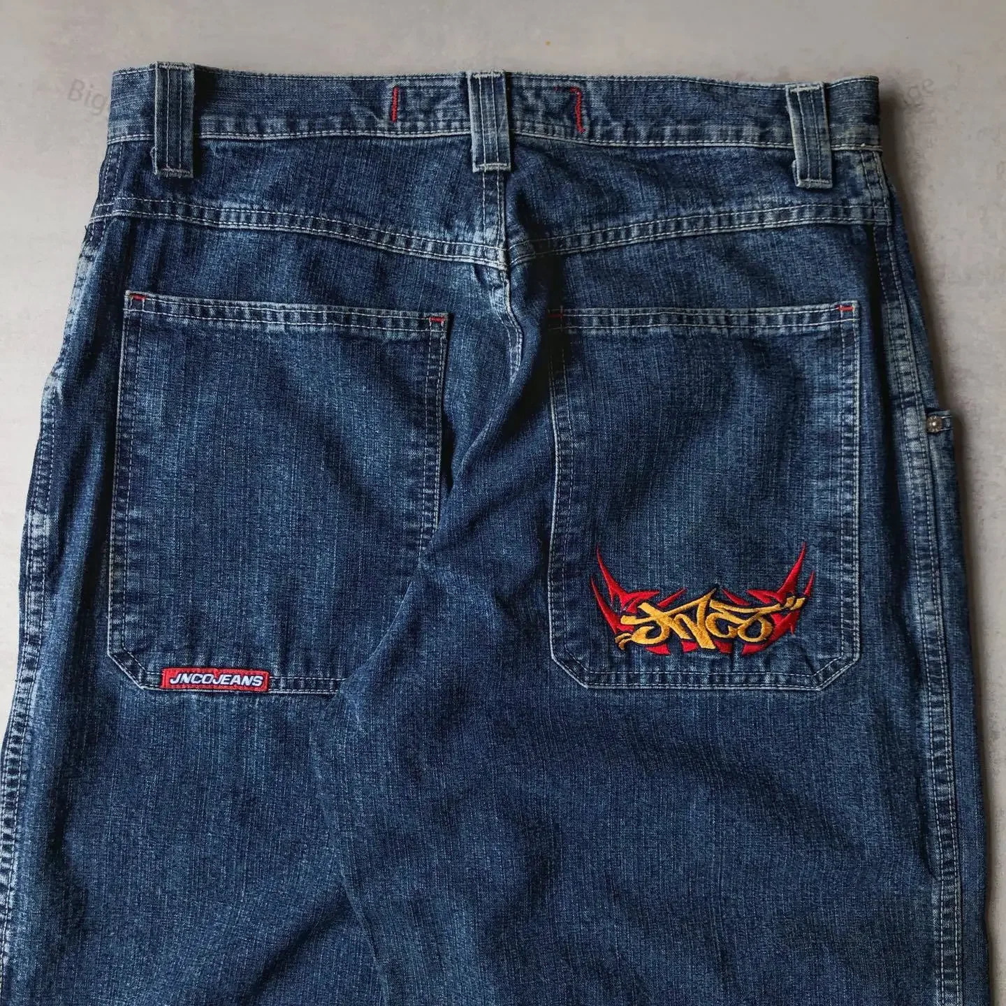 Loose Jeans JNCO Hip Hop Rock Embroidery Pattern Men Women Fashion Streetwear Retro Harajuku High Waist Wide Leg 240113
