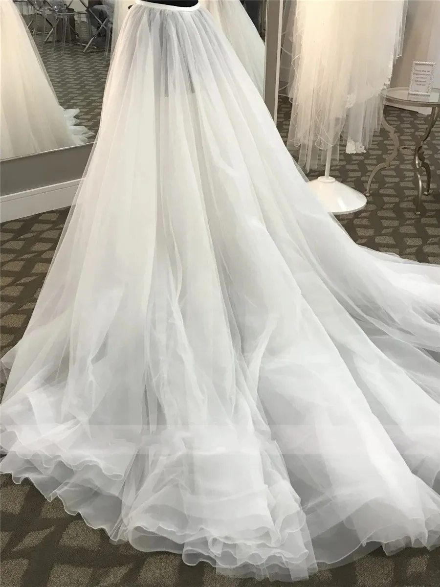 Detachable Skirt for Wedding Gowns Petticoat Four Layers Tulle Front Slit Removable Court Train for Bridal Dress Jumpsuits A Line Skirts