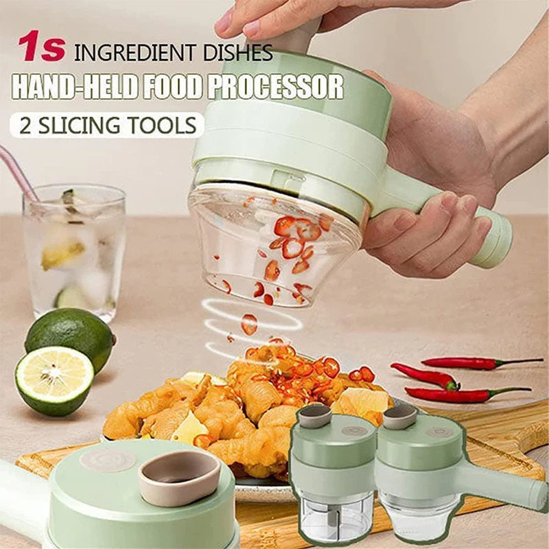 Portable Electric Vegetable Chopper Wireless Food Processor Garlic Chopper Pepper Chili Onion Ginger Mud Masher Cutter Slicer 240113