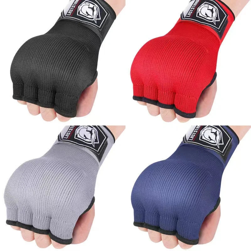 MMA Half-Finger Boxing Gloves Thickened Sponge Sanda Training Hand Wrap Inner Gloves With Long Wrist Strap Boxing Accessories 240112