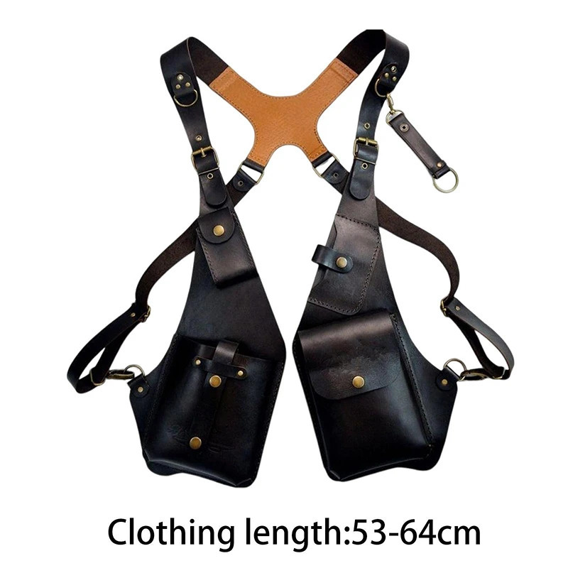 2 Colors Shoulder Harness Bag Case Wallet Underarm Steampunk for Bike Motorcycle Brown Adjustable Straps 240112