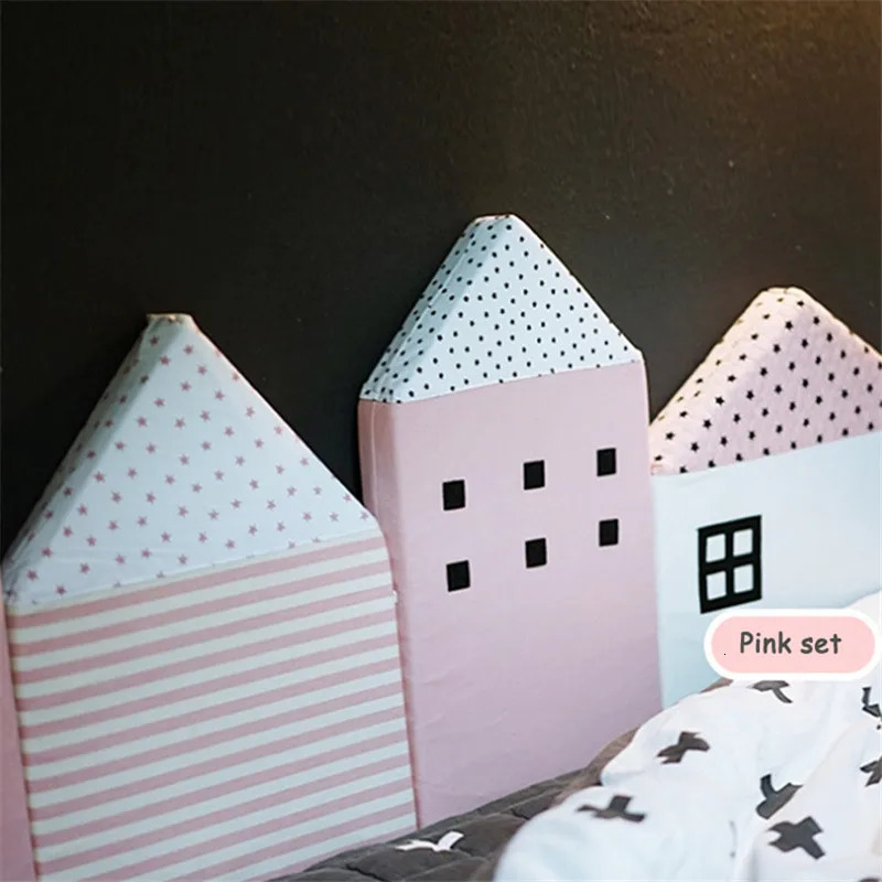 4Pcs/Set Nordic Baby Bed Bumper Infant Crib Cushion Baby Protector born Cot Around Pillows Room Decor for Girl/Boy Bedroom 240112