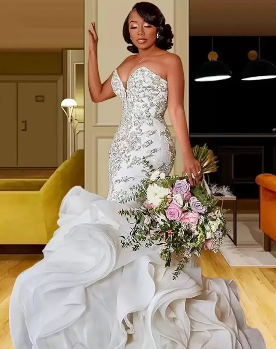 Ivory Wedding Dresses White Bridal Gowns Custom Zipper Lace Up Plus Size New Mermaid Trumpet Sweetheart Organza Applique Beaded