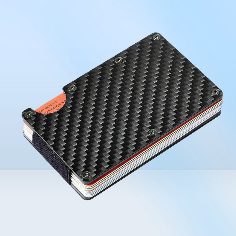 metal carbon fiber card holder Rfid men trifold mini wallet slim small thin minimal smart male wallet pocket cards purses money ba