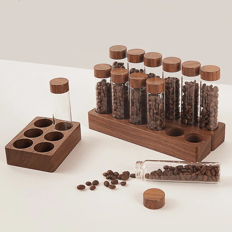 Coffee Beans Storage Container Display Rack Coffee Tea Tube Bottle Glass Espresso Coffee Storage Accessories Tool 22g 240113