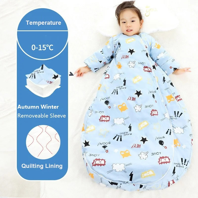 Four Seasons Round Bottom Baby Sleepsack Removable Sleeve Boys Sleep Sack Girls Baby Kids Children's Sleeping Bags 240112