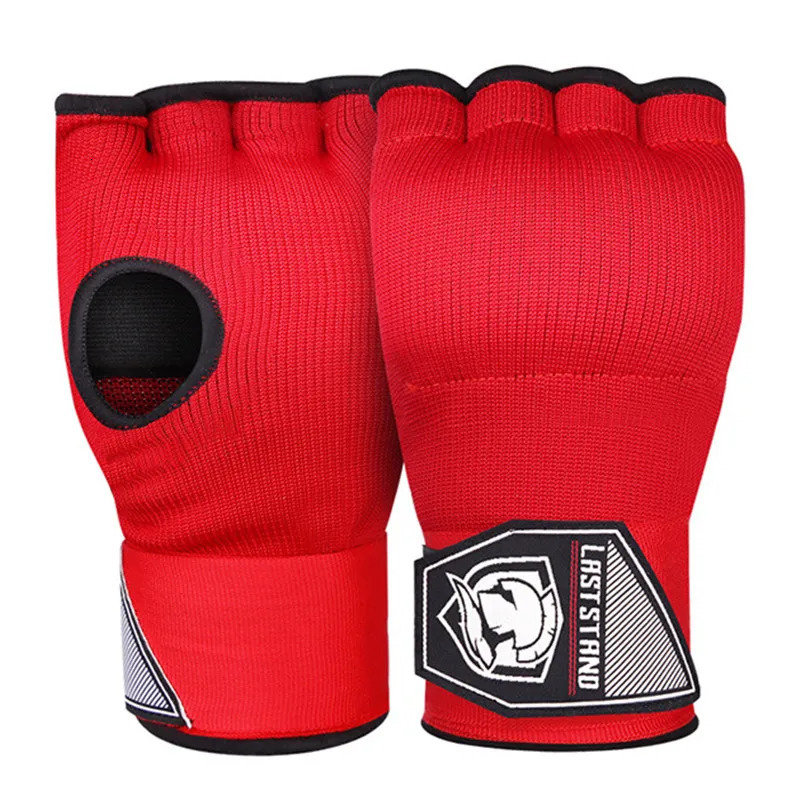MMA Half-Finger Boxing Gloves Thickened Sponge Sanda Training Hand Wrap Inner Gloves With Long Wrist Strap Boxing Accessories 240112