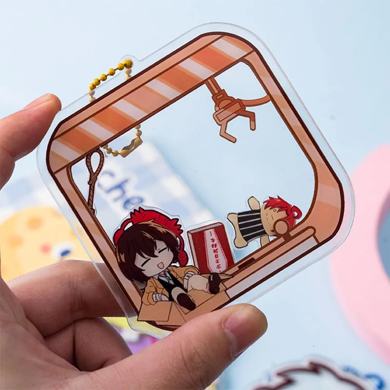 Custom Anime Acrylic Clear Shaker Keychain Customized Cartoon Keyring Personalized Po Key Chain Hologram Keychains 240112