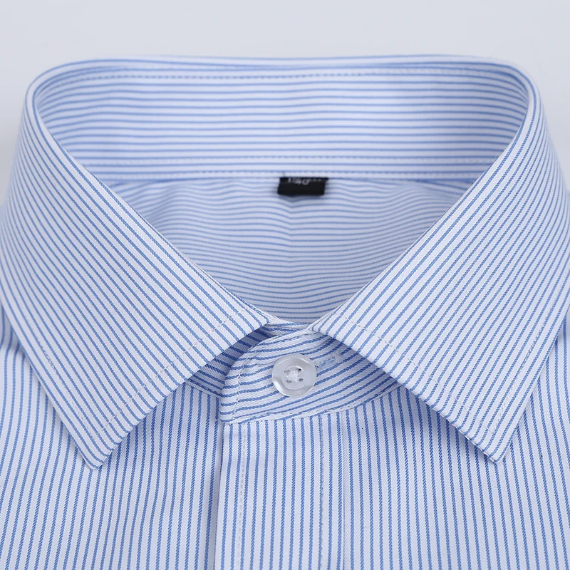 Plus Size S to 8xl formal shirts for men striped long sleeved non-iron slim fit dress shirts Solid Twill Social Man's Clothing 240112