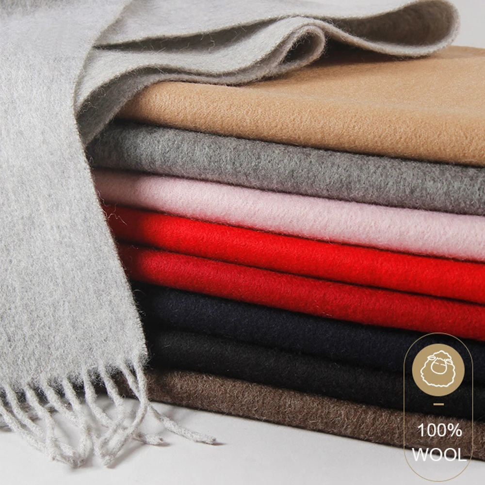 100% Wool Scarf for Women Men Cashmere Wool Scarf Pashmina Bandana Shawls Girls Winter Wool Men Scarf 35*180CM 240112
