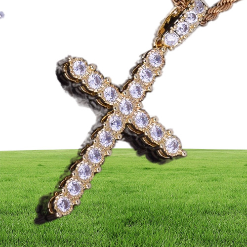 Men039s Zircon Cross Necklace Pendant Necklace Hip hop Jewelry Charm Bling Cubic Zircon Chain For Gift