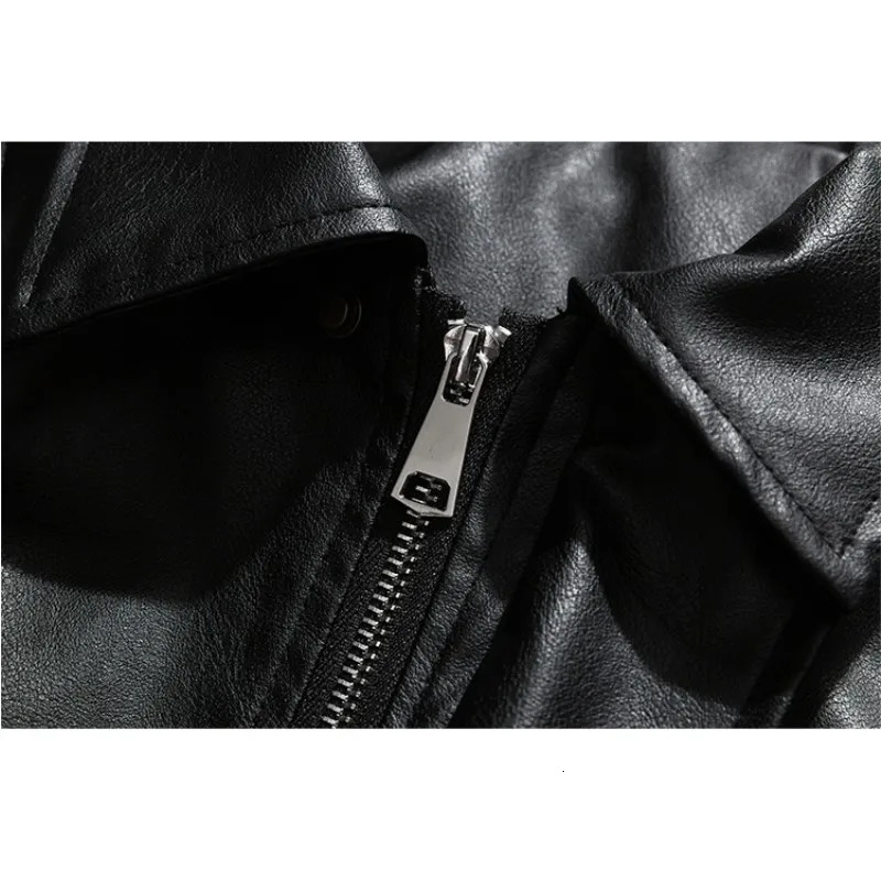 Black Red Faux Leather Jacket Coat Men Vintage Turn-down Collar Raglan Sleeve Motorcycle Clothing Fashion Oversize Outerwear 240112