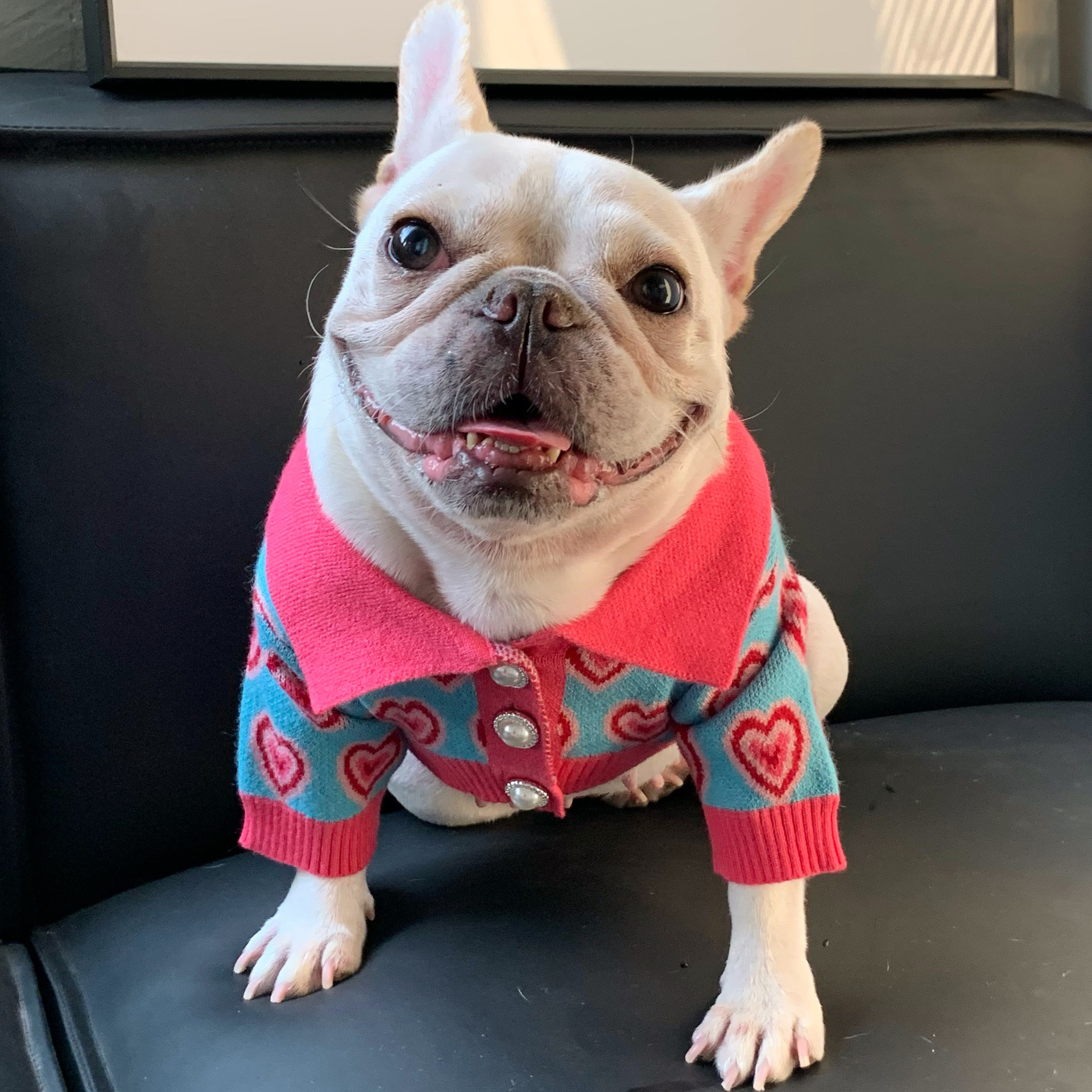 free shipping Sweaters Valentines Day Red Heart Winter Dog Apparel Puppy Sweater Warm Soft Pet Holiday Clothes for Small Cats and Dogs French Bulldog 