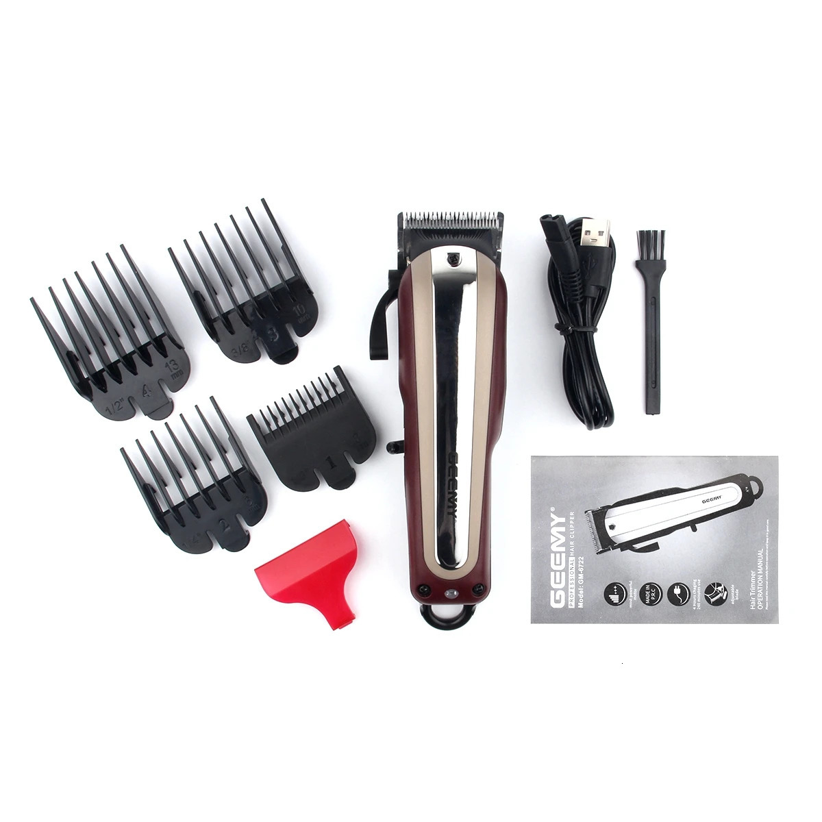 Original Geemy Professional Cordless Hair Clipper Rechargeable Beard Hair Trimmer For Men Electric Haircut Magic Blade 240112