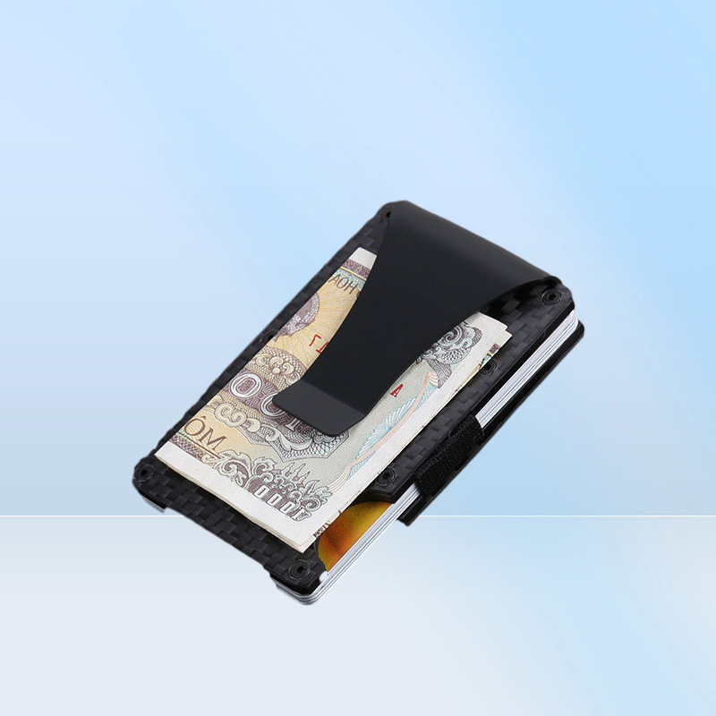 metal carbon fiber card holder Rfid men trifold mini wallet slim small thin minimal smart male wallet pocket cards purses money ba