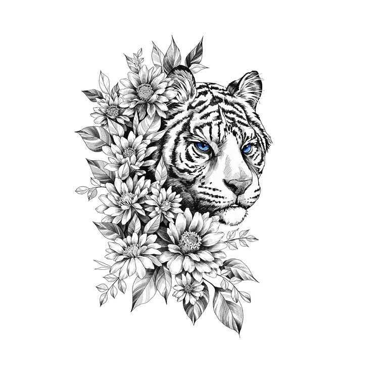 Animal Pattern Tattoo Sticker Tiger Lion Leopard Half Arm HB Emmy Water Transfer Set Simulation