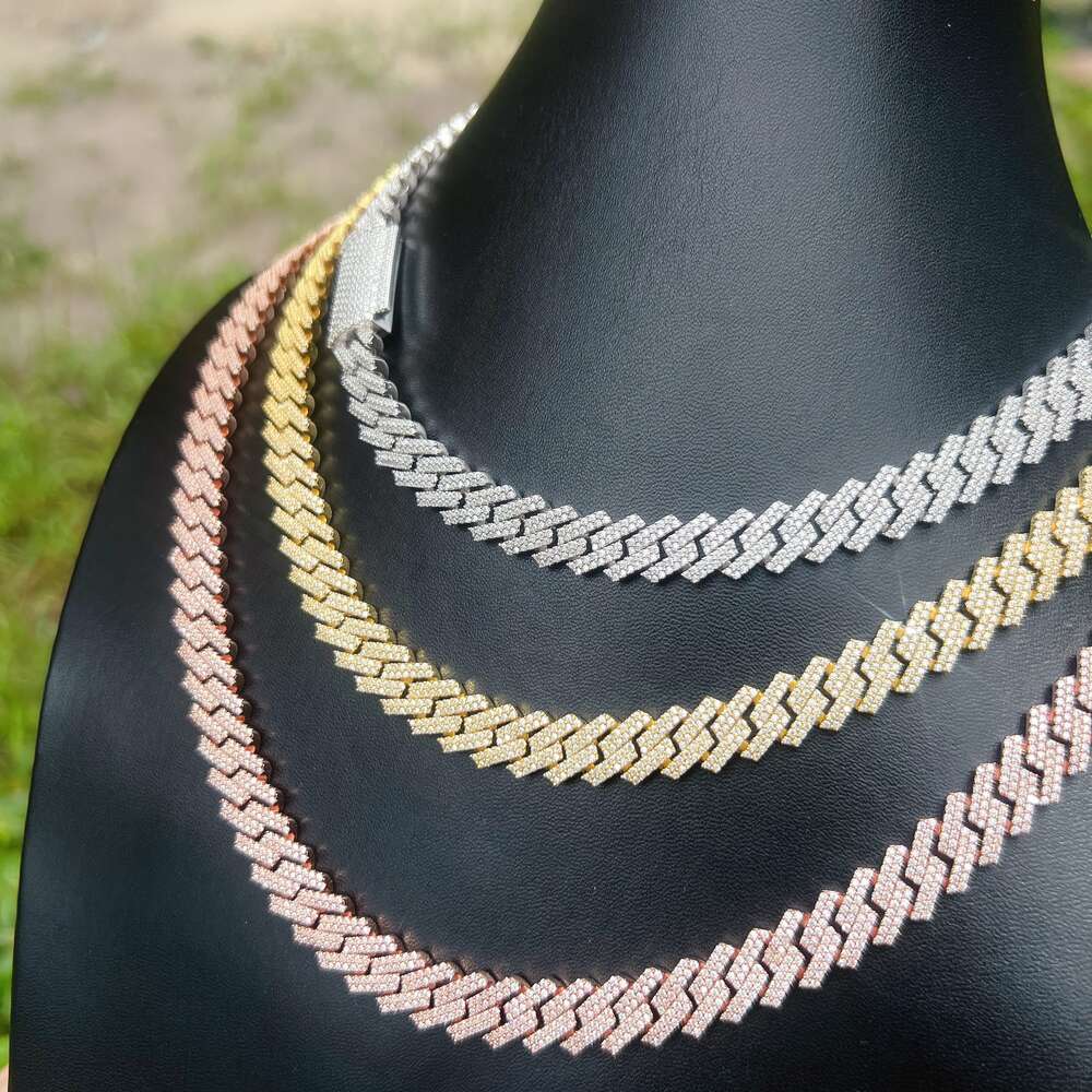 10mm Personalized Wholesale Vvs Moissanite Diamond Hip Hop Jewelry Necklace Sterling Silver 925 Cuban Link Chain