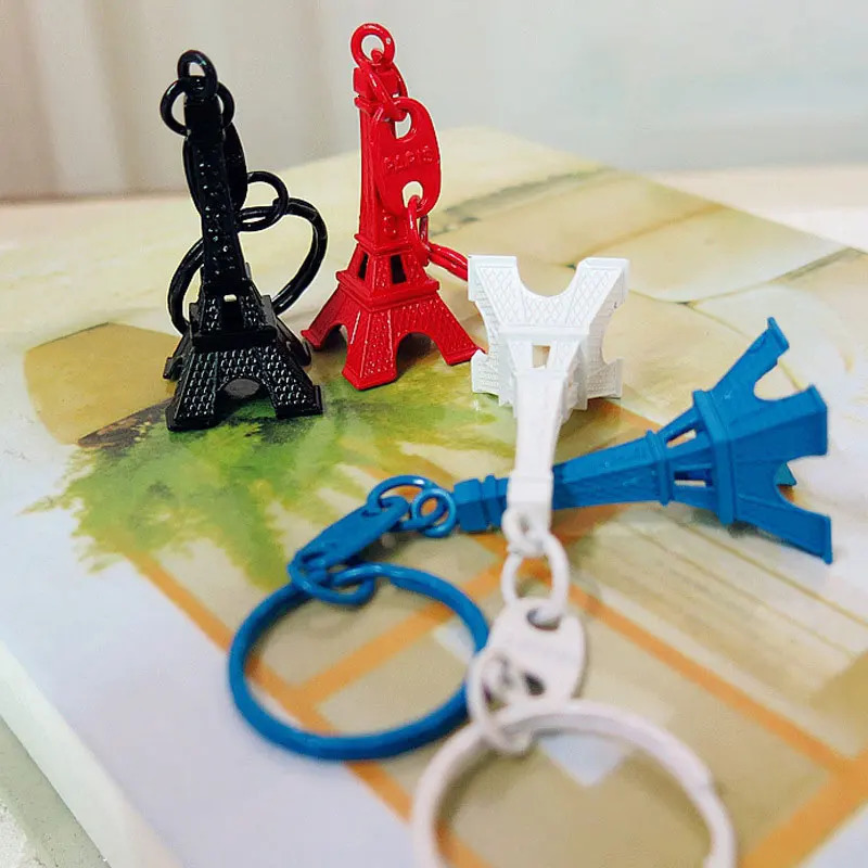 50pcs Paris Eiffel Tower Keychain Mini Eiffel Tower Keyring Candy Color Key Ring 10 Colors 240112