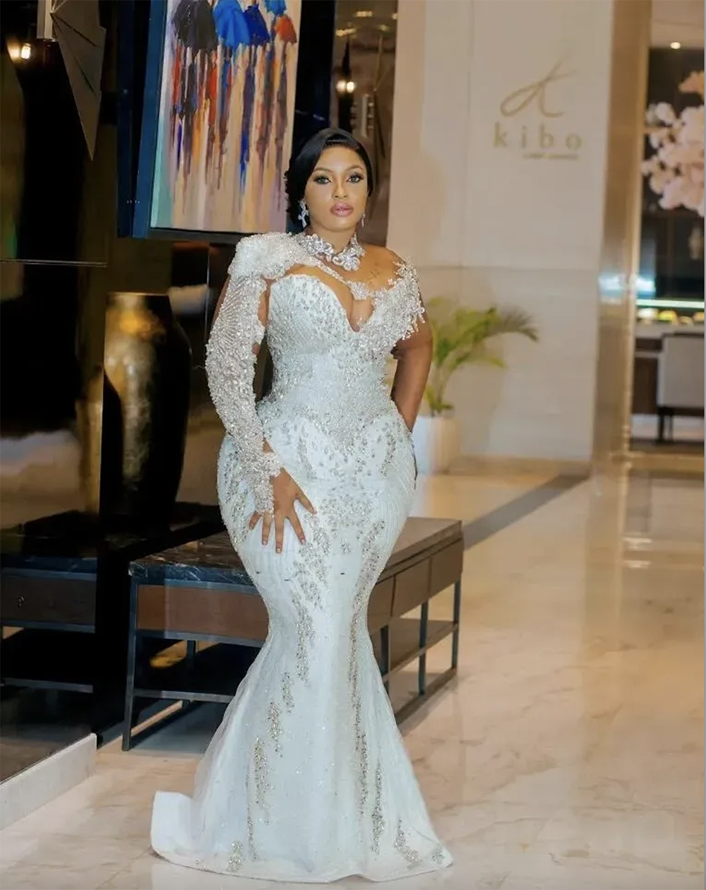 2025 Arabic Aso Ebi White Mermaid Wedding Dresses with Detachable Train gillter Beaded Crystals illusion long sleeve Bridal Gowns