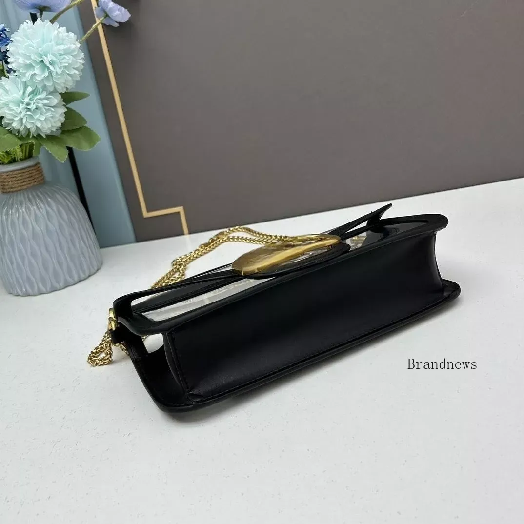 Summer Transparent Shoulder Real Leather Women's Designer Chain Totes Crossbody Bag Fashion Clear Patchwork Purses And Handbags Two Sizes 2579