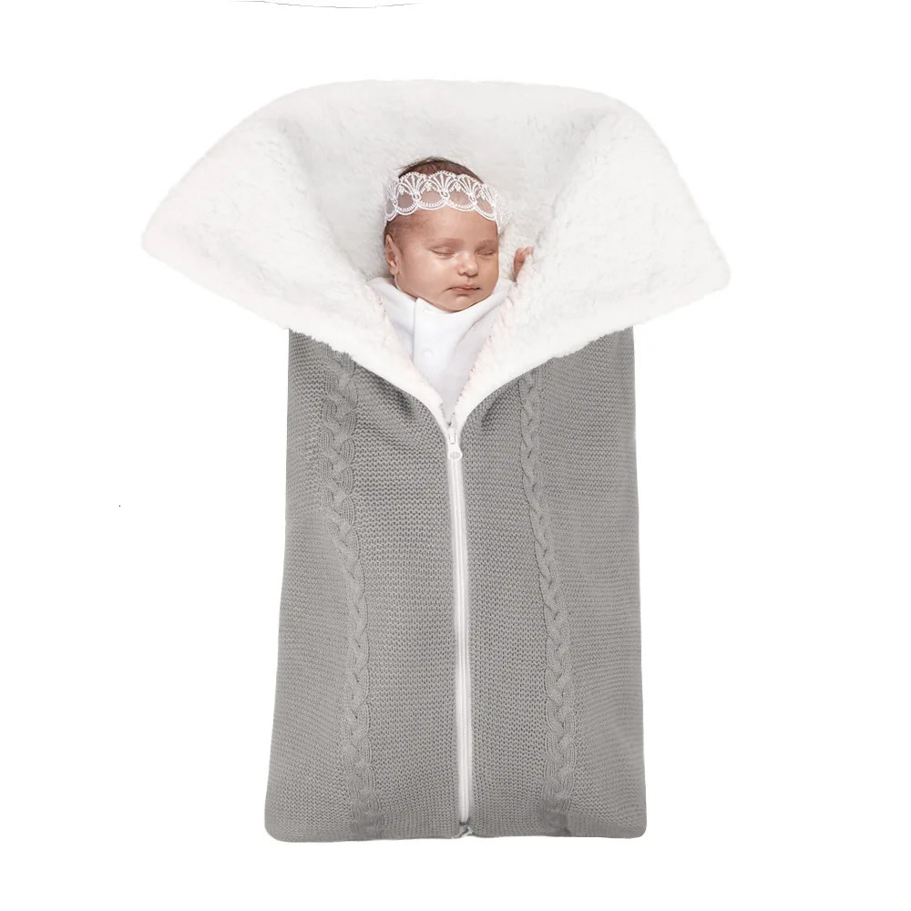 borns Sleeping Bag Thicken Winter Baby Envelope Knitted Stroller Swaddle Footmuff Toddler Slaapzak Kid Sleepsack Infant Sacks 240112