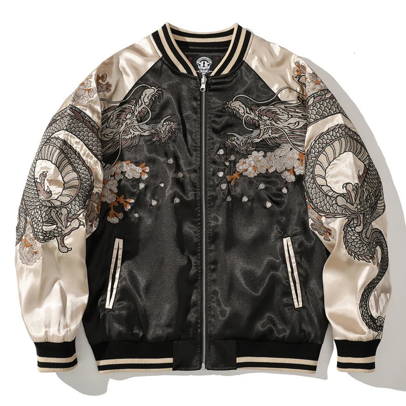 Autumn Yokosuka Embroidered Chinese Dragon Jacket Men's Casual Trendy Outerwear Heavy Personality Baseball Uniform Coat 240113