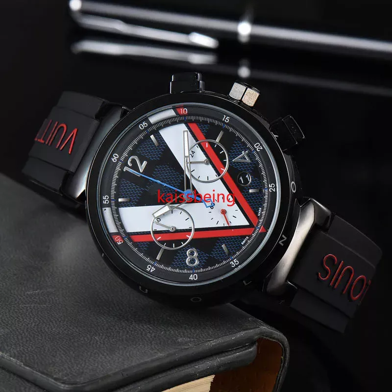 2025 Men's Luxury Quartz Watch Fashion Leisure V-word Multi functional Calendar Waterproof Belt Watches