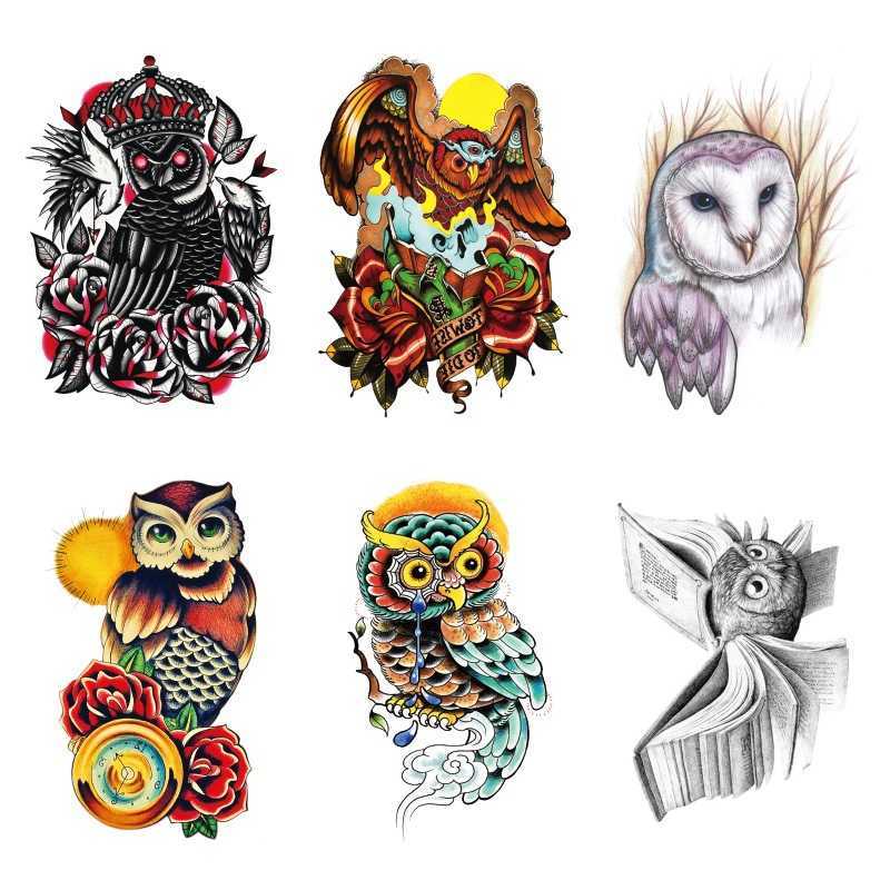 Makeup Sticker Owl Tattoo Water Transfer Waterproof Set with Simulated