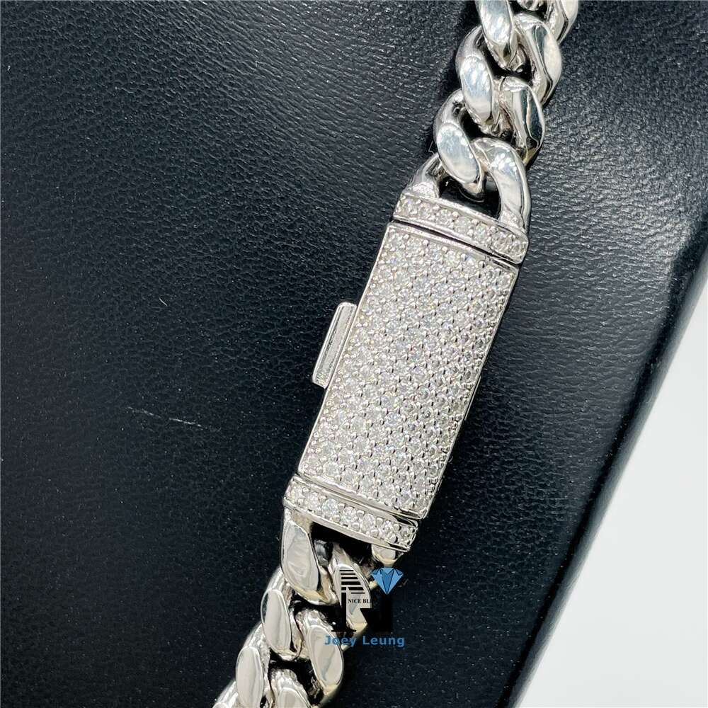 Buss Down No Fade Handcrafted Work Miami Cuban Thick 12mm Iced Out Moissanite Lock Solid Chain Link