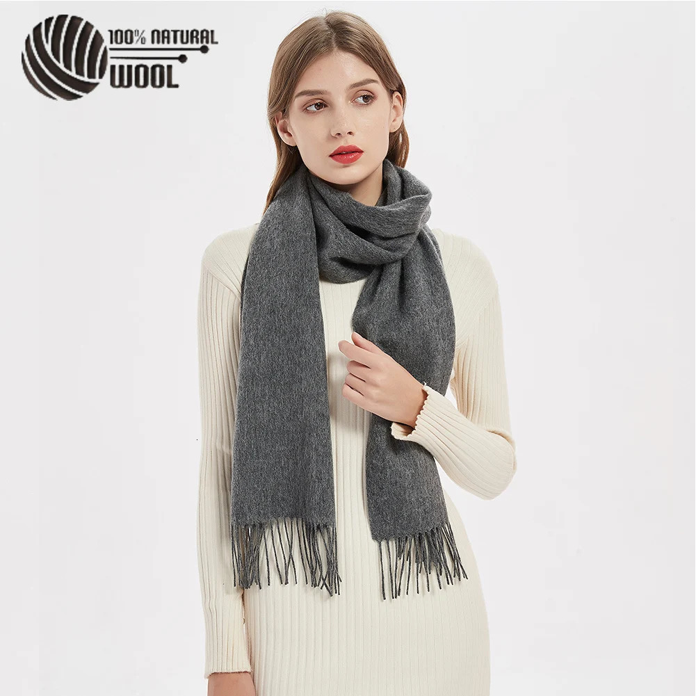 100% Wool Scarf for Women Men Cashmere Wool Scarf Pashmina Bandana Shawls Girls Winter Wool Men Scarf 35*180CM 240112
