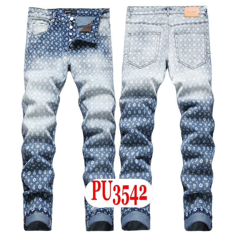 New JEANS chino Pants pant Men's trousers Stretch close-fitting slacks washed straight Skinny Embroidery Patchwork Ripped mens Trend Brand Motorc