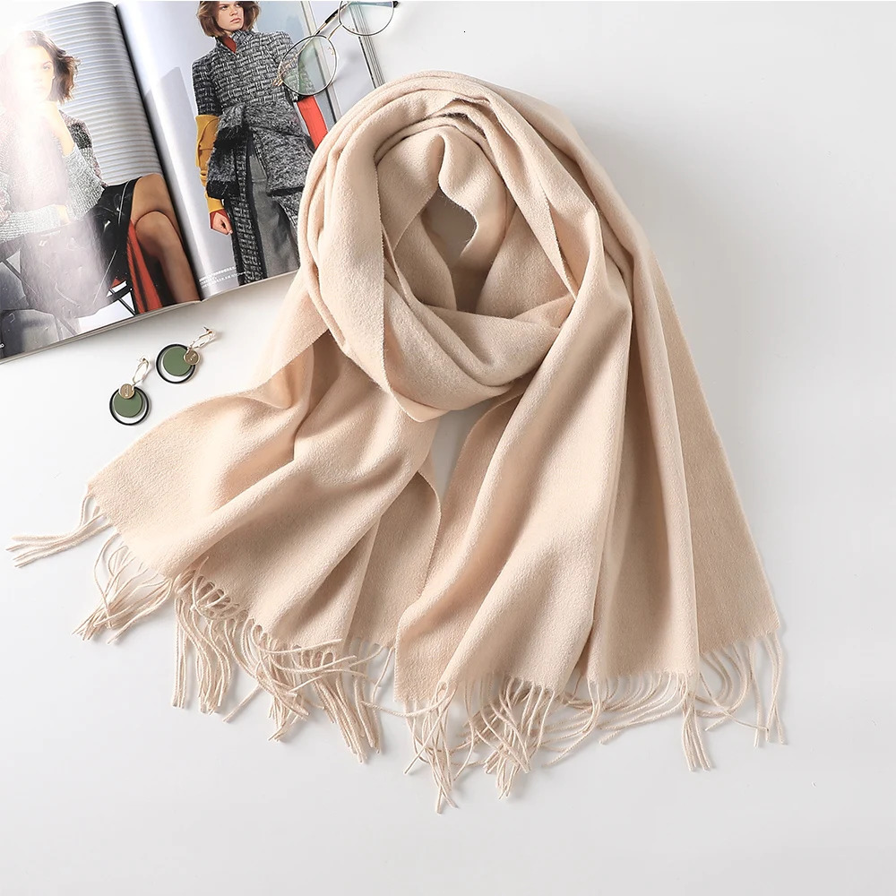 100% Wool Scarf for Women Men Cashmere Wool Scarf Pashmina Bandana Shawls Girls Winter Wool Men Scarf 35*180CM 240112
