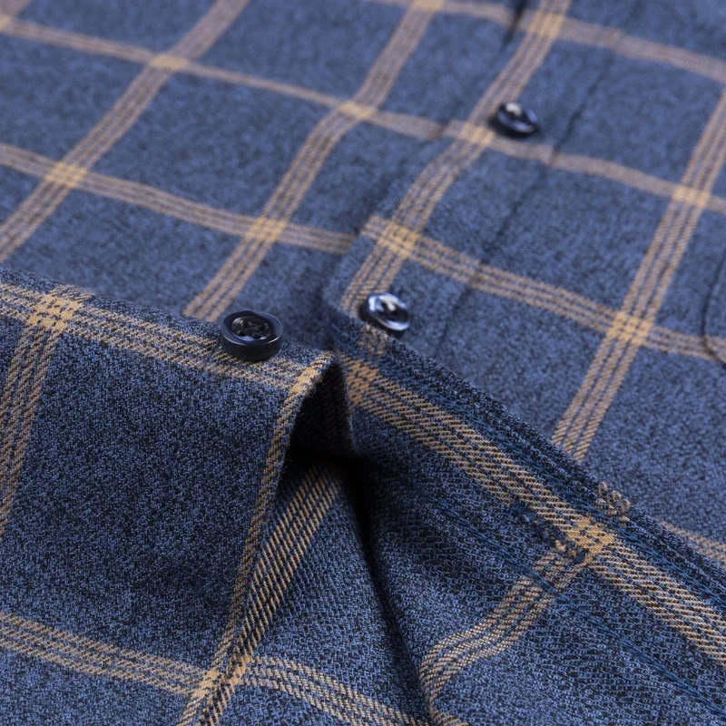 Pure Cotton Men's Plaid Shirt Long Sleeve Regular Fit Men Casual Oversized Shirt Leisure Autumn Male Blouse Plus Size 240112