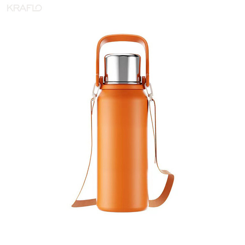 Wholesale New 800ml 1000ml 1500ml Stainless Steel Vacuum Insulated Bulk Water Bottle large capacity sport Flask Thermal Thermos with Handle Strap