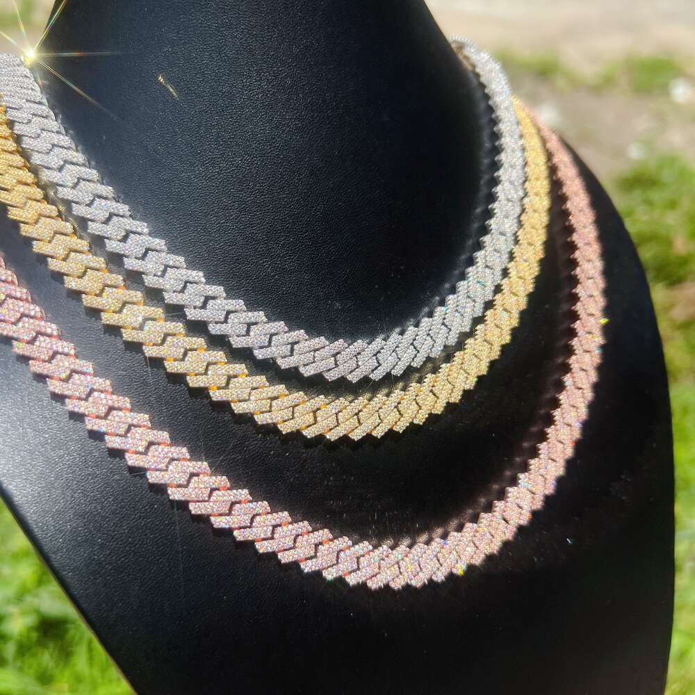 10mm Personalized Wholesale Vvs Moissanite Diamond Hip Hop Jewelry Necklace Sterling Silver 925 Cuban Link Chain