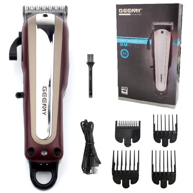 Original Geemy Professional Cordless Hair Clipper Rechargeable Beard Hair Trimmer For Men Electric Haircut Magic Blade 240112