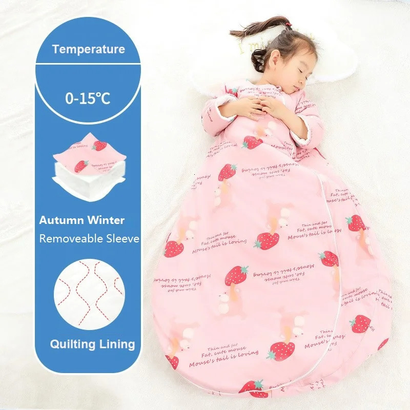Four Seasons Round Bottom Baby Sleepsack Removable Sleeve Boys Sleep Sack Girls Baby Kids Children's Sleeping Bags 240112